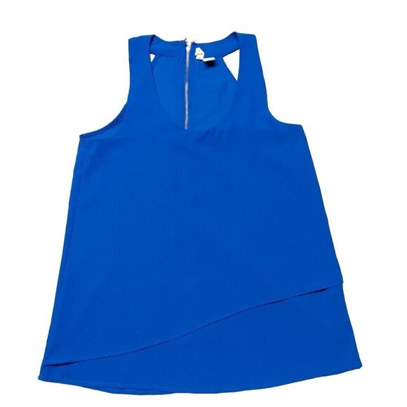 Japna Women's Cobalt Blue Layered  Scoop Neck Blouse - Picture 1 of 7